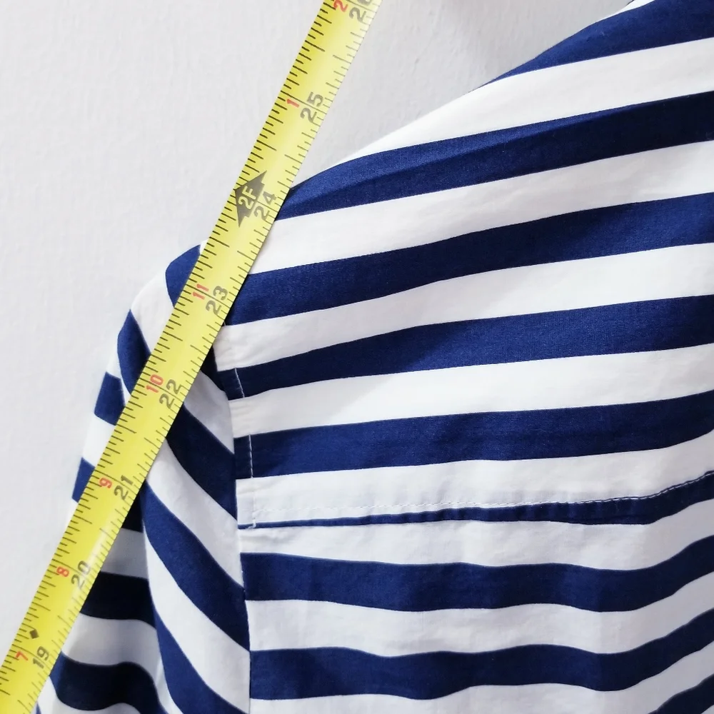 J.Crew Ivory and Navy Stripe Long Sleeve Buttondown Boy Shirt Sz 4